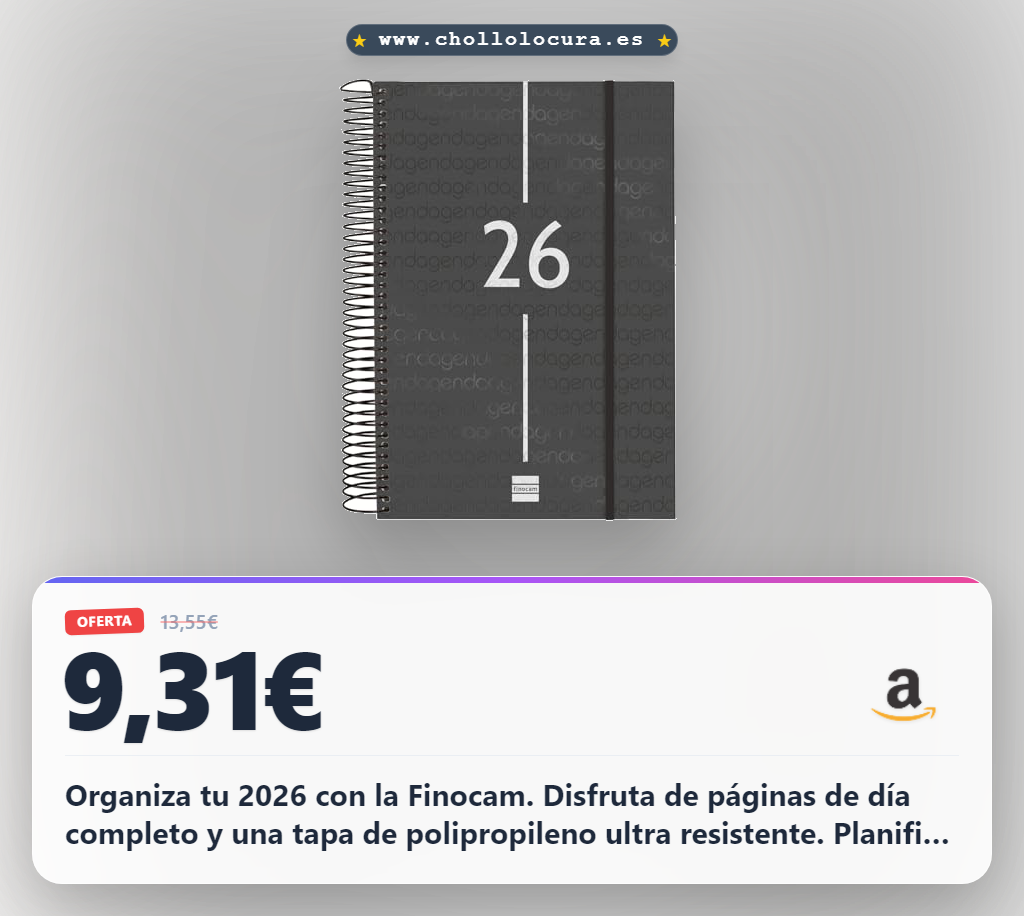Consigue la Agenda Espiral Finocam 2026 con tapa rígida de polipropileno y organización al mejor precio