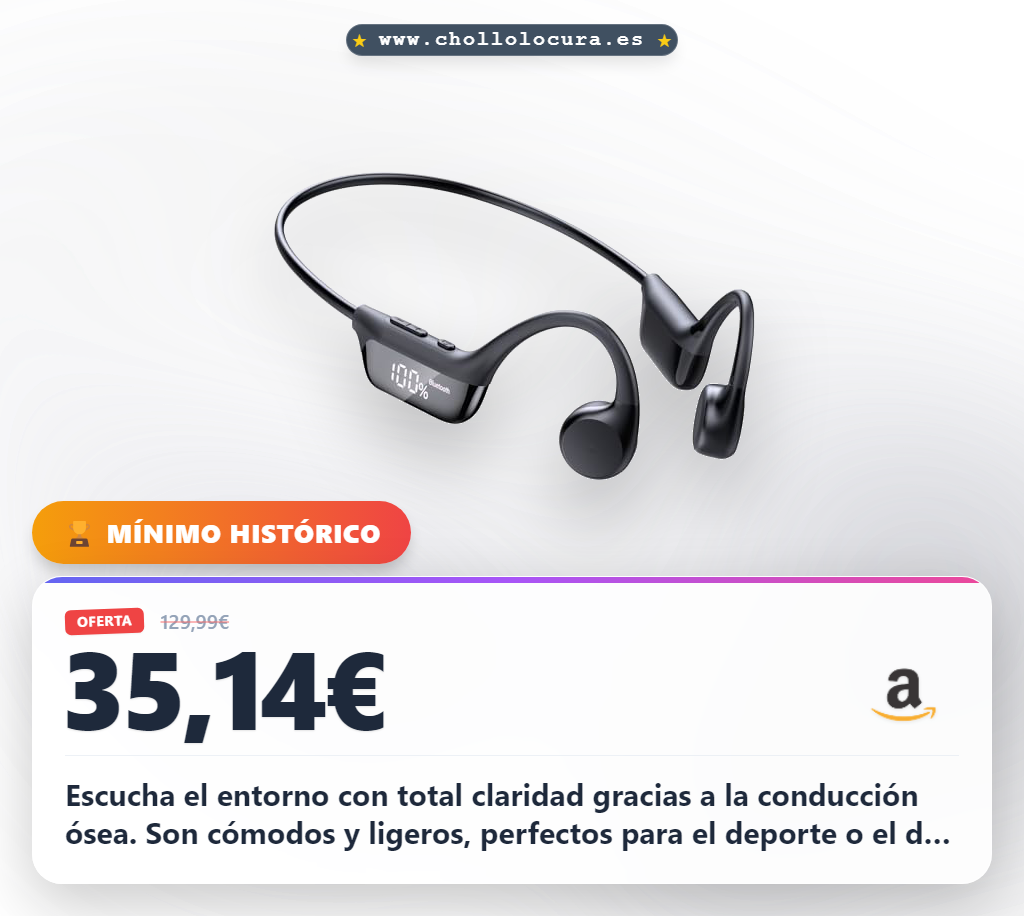 Logra disfrutar de los auriculares de conducción ósea inalámbricos oreja abierta IPX7 en oferta histórica para deporte y llamadas