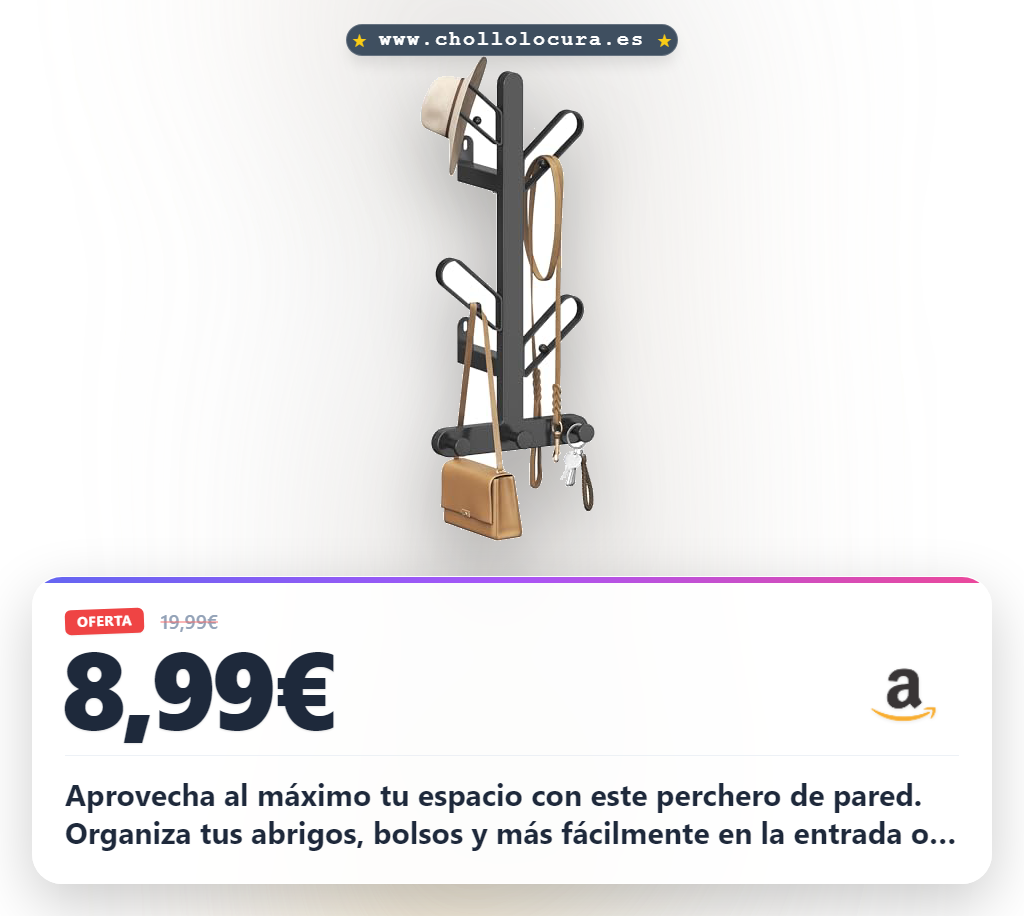 Aprovecha este perchero de pared con forma de rama y 7 ganchos para ahorrar espacio en tu hogar al mejor precio