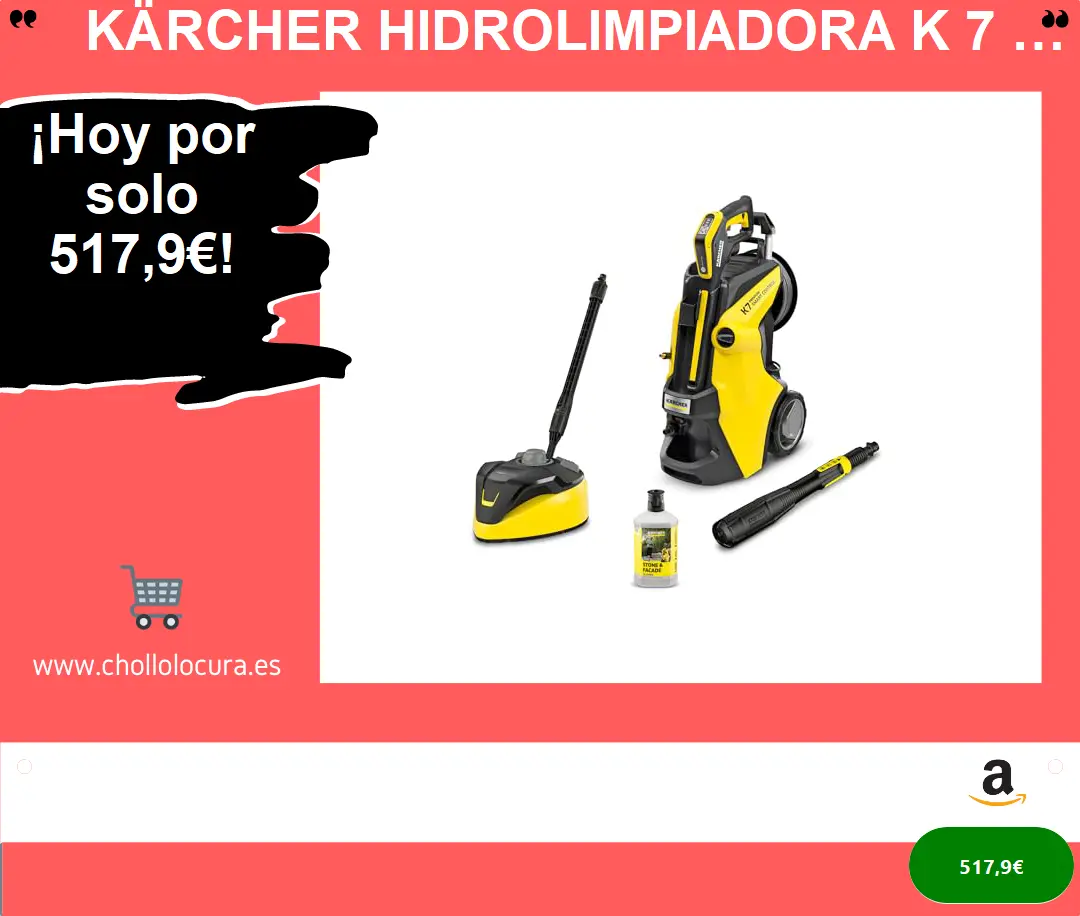 Kärcher Hidrolimpiadora K 7 Premium Smart Control Flex Home, presión: 180 bar, caudal: 600 l/h, rendimiento: 60 m²/h, filtro de agua, peso: 17,9 kg, manguera Flex, lanza Multi Jet
