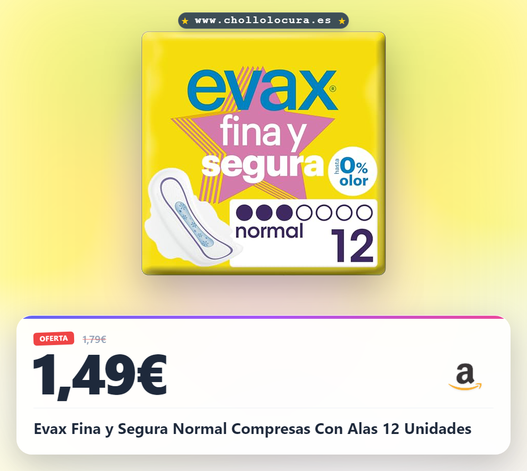Evax Fina y Segura Normal Compresas Con Alas 12 Unidades