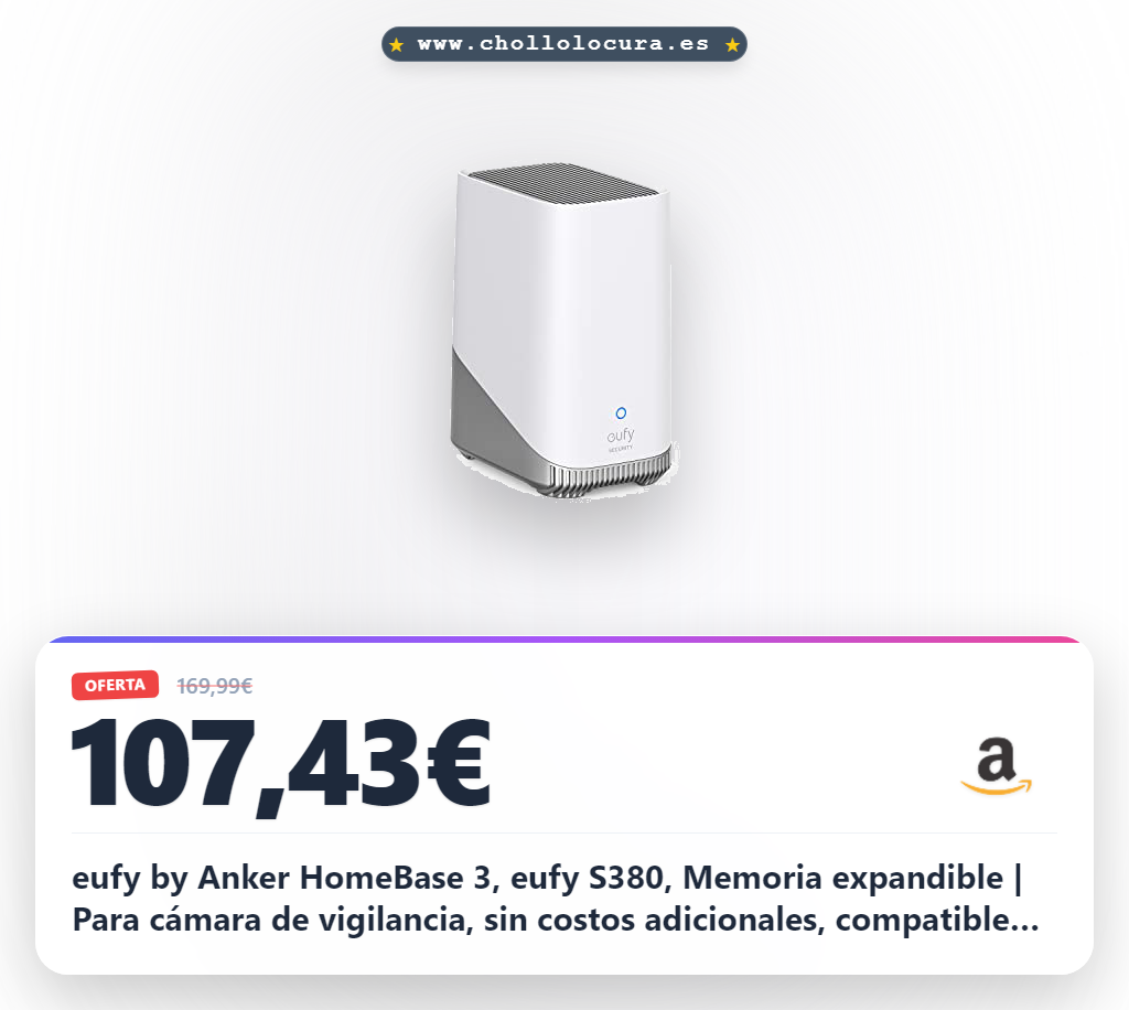 eufy by Anker HomeBase 3, eufy S380, Memoria expandible | Para cámara de vigilancia, sin costos adicionales, compatible con cifrado estándar militar