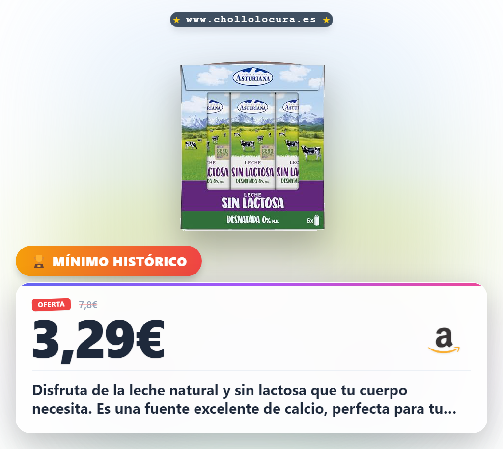 Aprovecha la leche sin lactosa desnatada de Central Lechera Asturiana con alto contenido de calcio en oferta