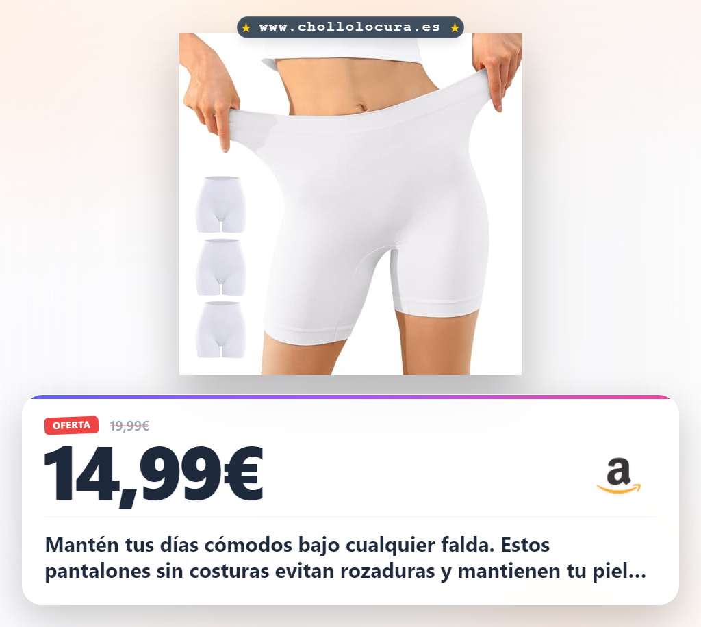 Encuentra el Pack 3 Pantalones Antirozaduras Mujer sin costuras para debajo de falda al mejor precio