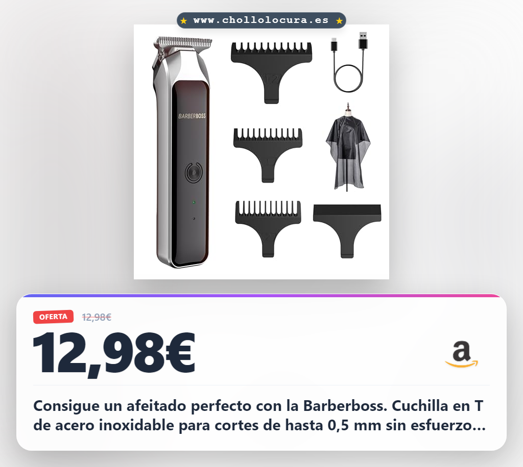 Consigue la afeitadora de barba inalámbrica con cuchilla en T y 3 peines guía al mejor precio
