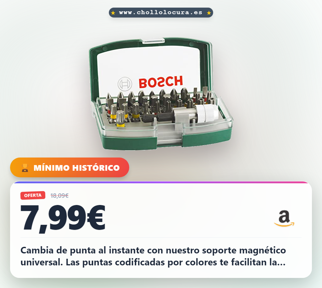 Consigue el set de 32 piezas de puntas de atornillar magnéticas Bosch para todas las herramientas