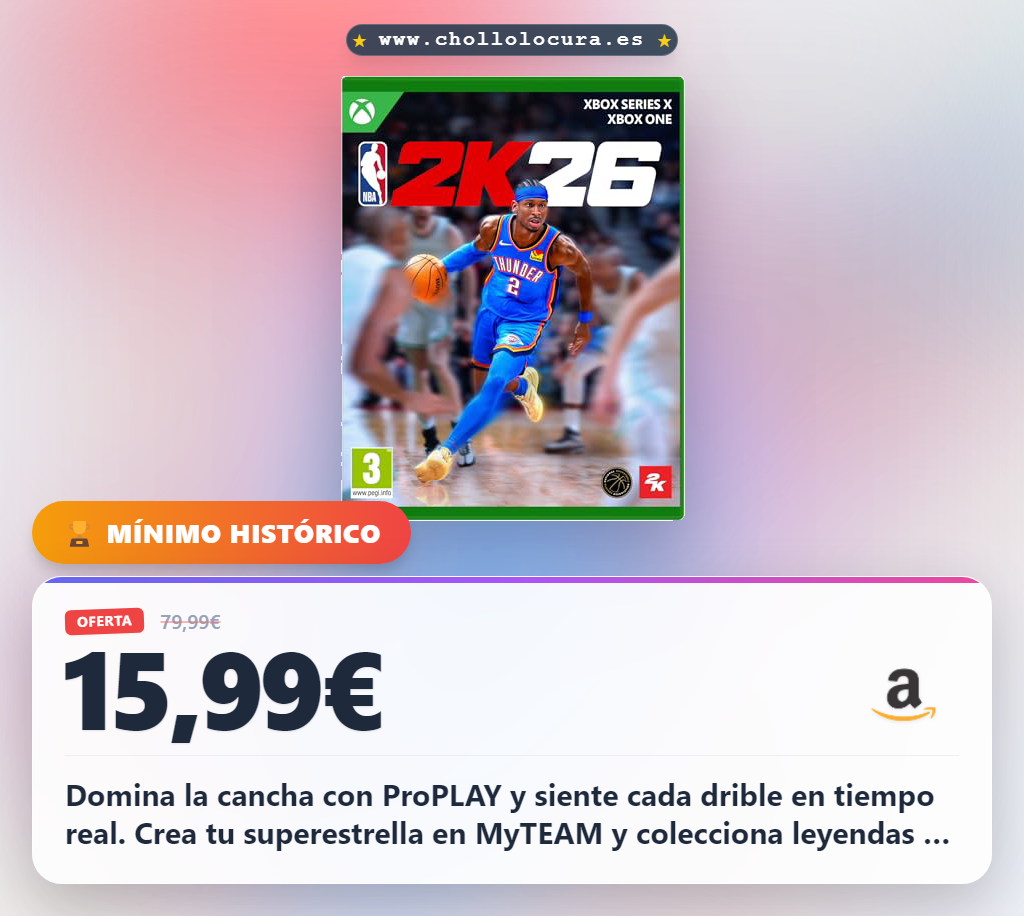 Aprovecha NBA 2K26 Xbox Series X y One con tecnología ProPlay y MyTEAM en oferta histórica