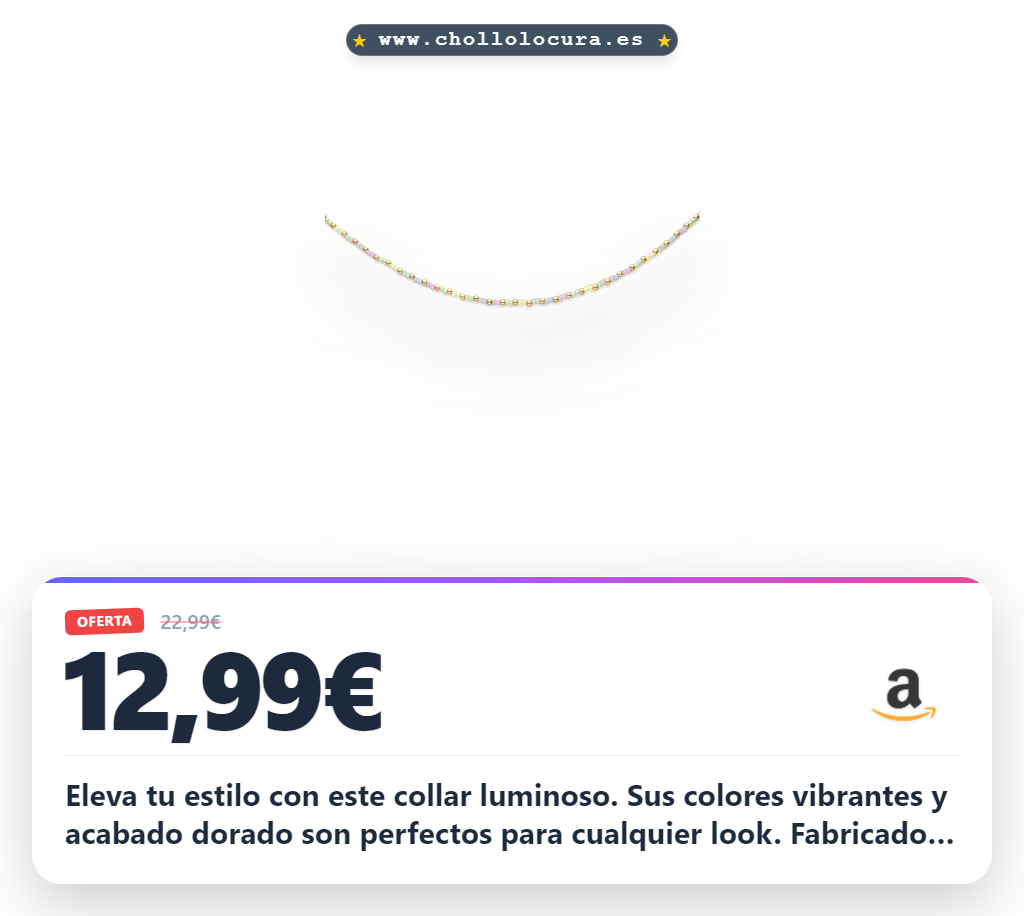 Aprovecha este collar mujer acero bañado en oro con cuentas de colores y estuche a precio de chollo
