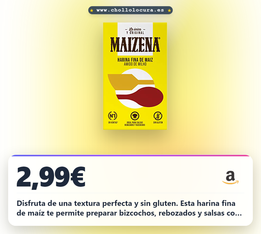 Consigue la harina fina de maíz Maizena sin gluten para bizcochos y rebozados al mejor precio