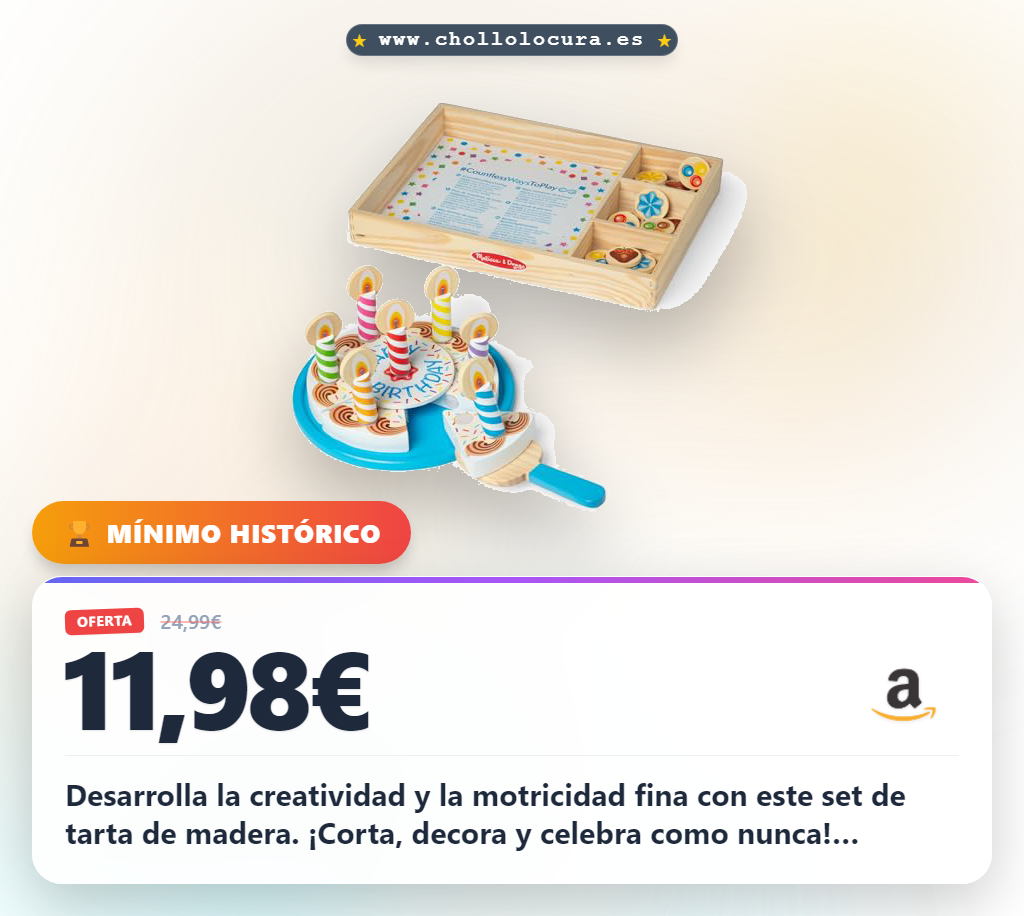 Aprovecha el set de juegos de imitación y tarta de madera para desarrollar la creatividad infantil en oferta