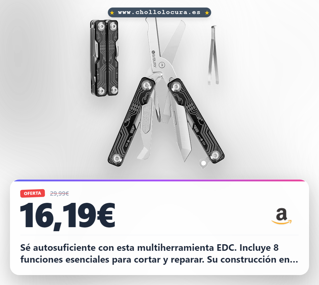 Consigue la multiherramienta EDC BIBURY con tijeras plegables y 8 funciones esenciales al mejor precio