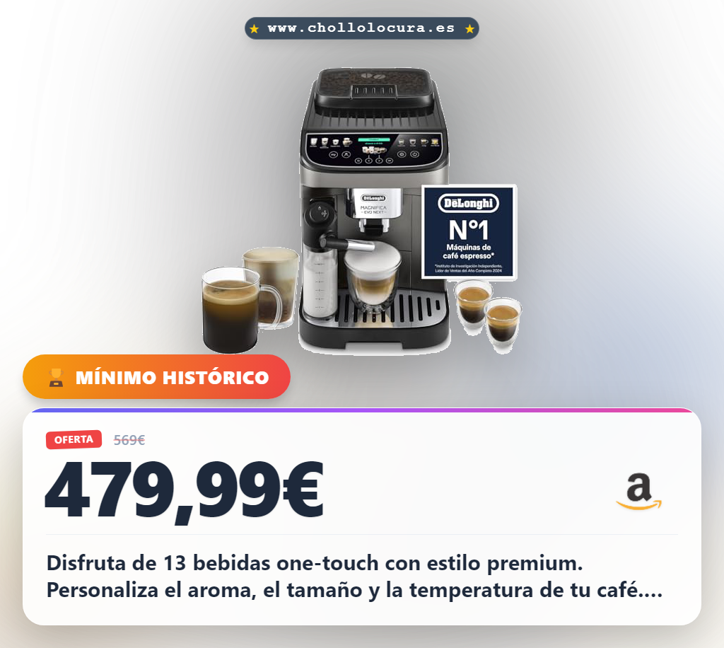 Aprovecha la Magnifica Evo Next con 13 bebidas one-touch y diseño premium para tu café perfecto