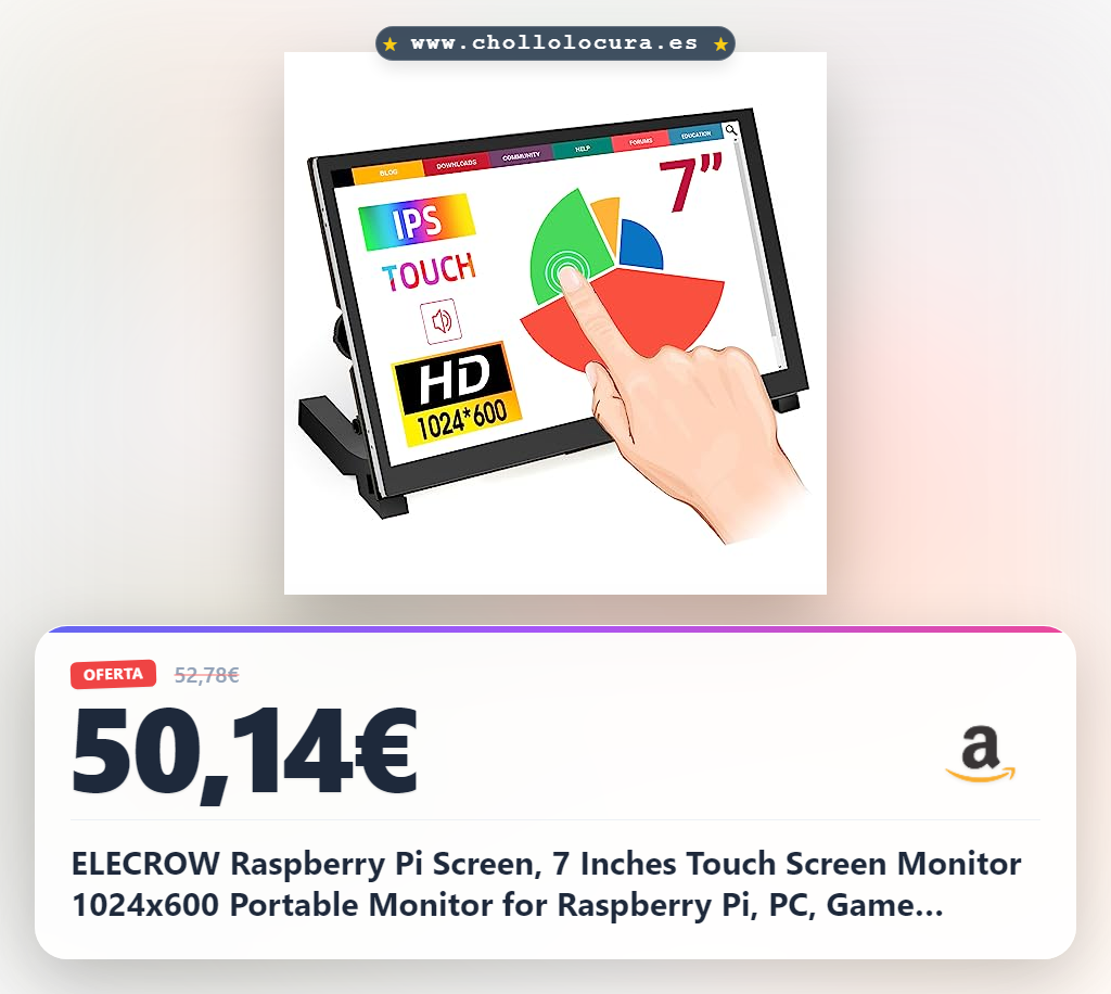 ELECROW Raspberry Pi Screen, 7 Inches Touch Screen Monitor 1024x600 Portable Monitor for Raspberry Pi, PC, Game Consoles, BB Black, Banana Pi, Jetson Nano