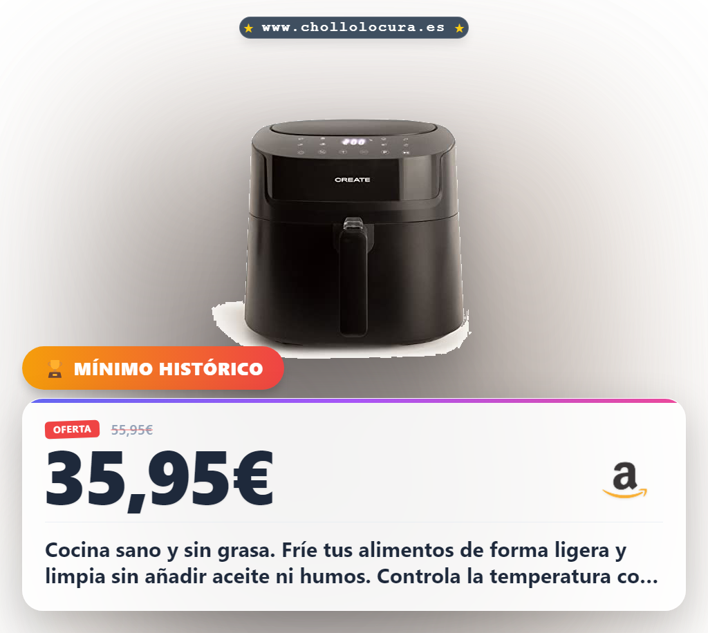 Consigue la freidora de aire digital sin aceite de 6.2L con 8 programas al mejor precio