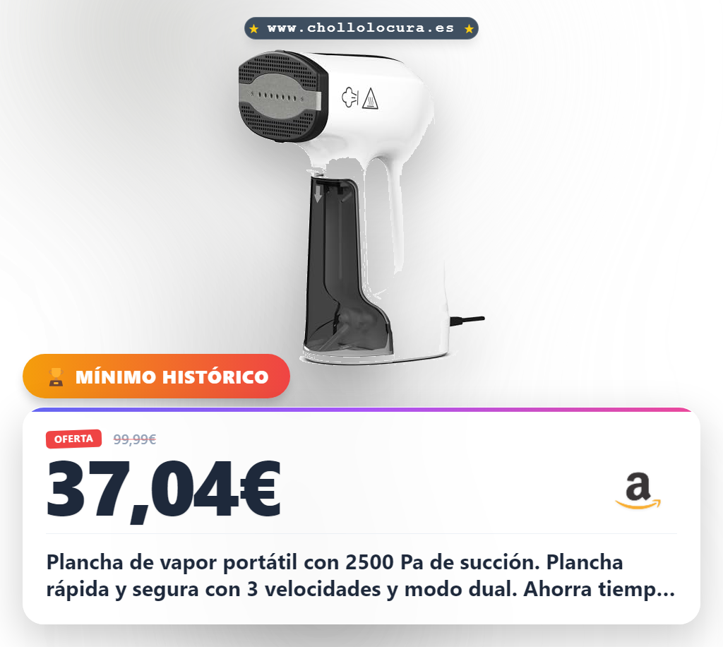 Consigue Plancha de Vapor Portátil PKBD con Succión 2500 Pa: ¡Adiós Arrugas al Instante!