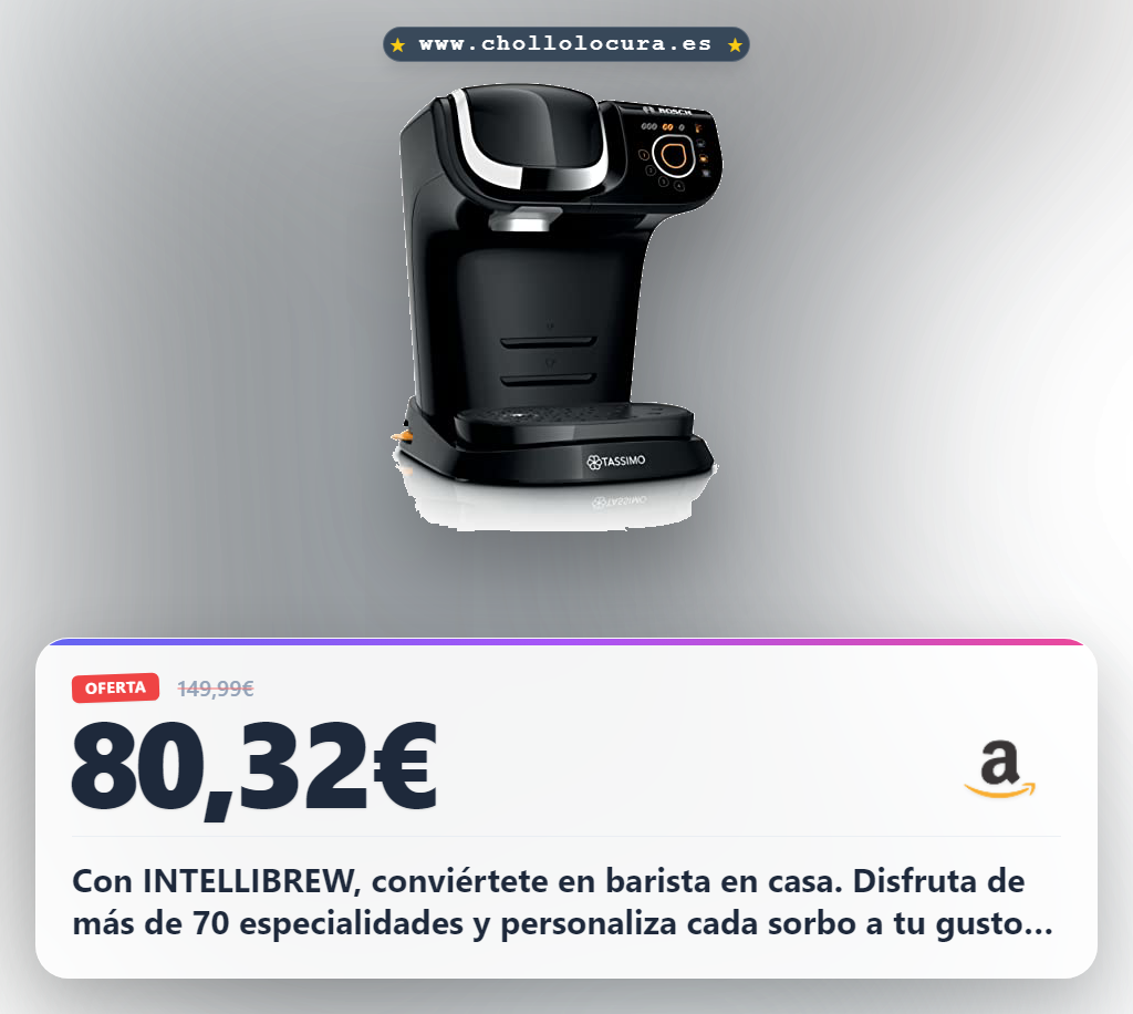 Aprovecha la cafetera Tassimo My Way con INTELLIBREW y disfruta de 70 bebidas gourmet a precio de chollo