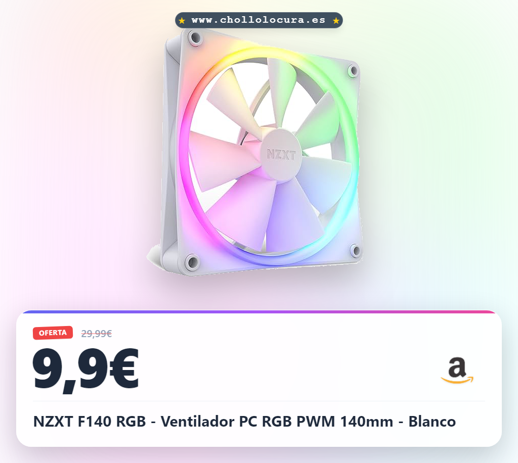 NZXT F140 RGB - Ventilador PC RGB PWM 140mm - Blanco