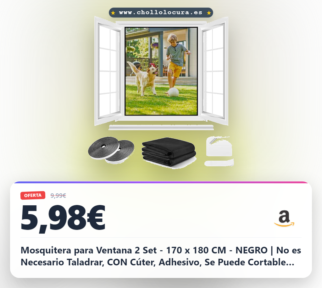 Mosquitera para Ventana 2 Set - 170 x 180 CM - NEGRO | No es Necesario Taladrar, CON Cúter, Adhesivo, Se Puede Cortable DIY
