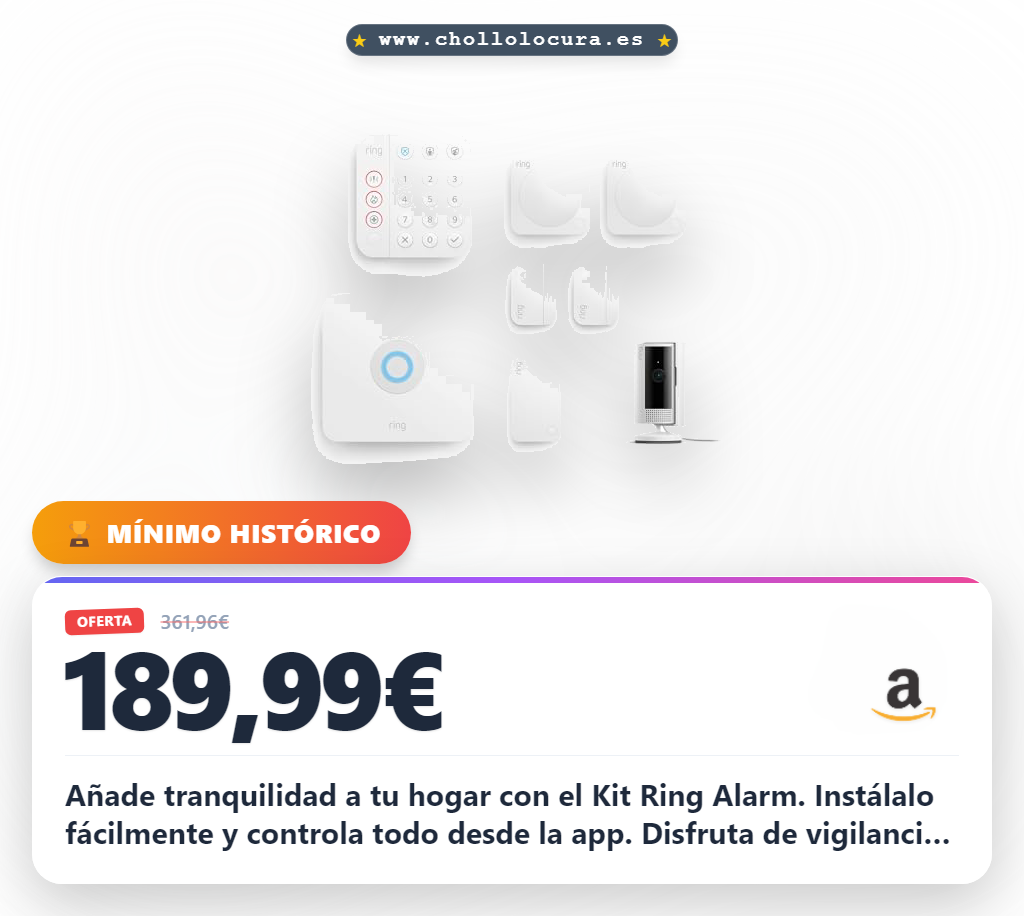 Consigue el Kit Ring Alarm con cámara interior 2ª gen para seguridad total en casa al mejor precio de oferta