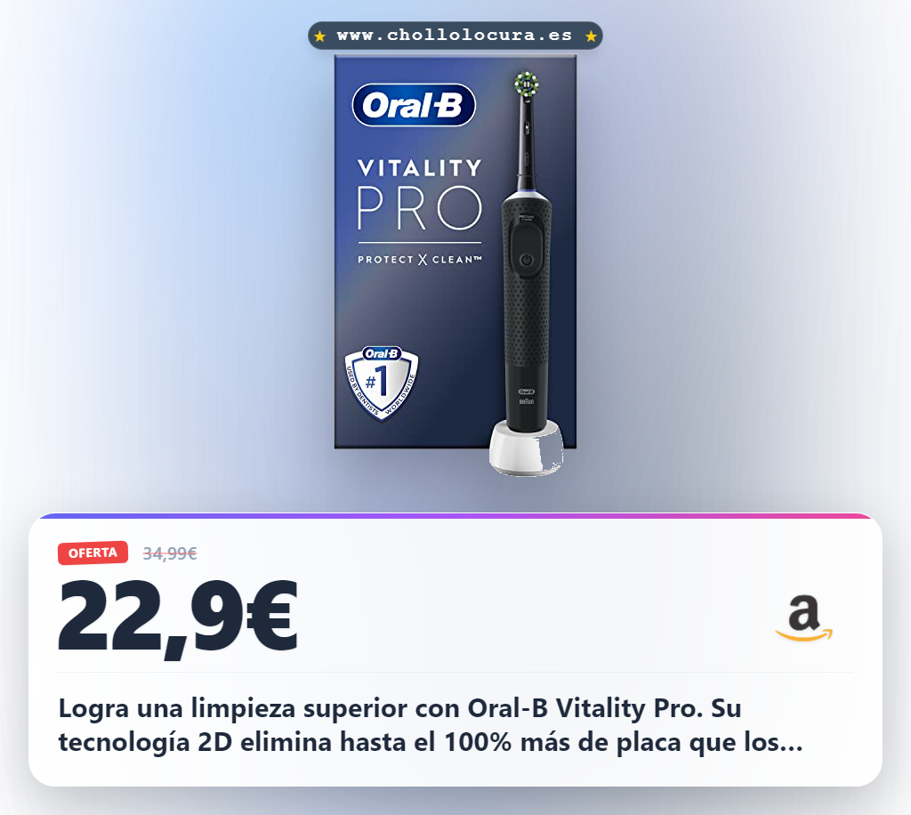 Aprovecha el cepillo eléctrico Oral-B Vitality Pro con tecnología 2D y 3 modos para una limpieza suave y eficaz