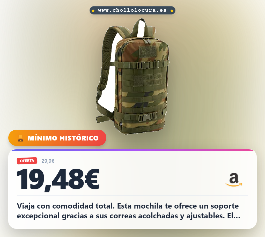 Aprovecha esta mochila Woodland 12L con correas ajustables y acolchada al mejor precio del mercado