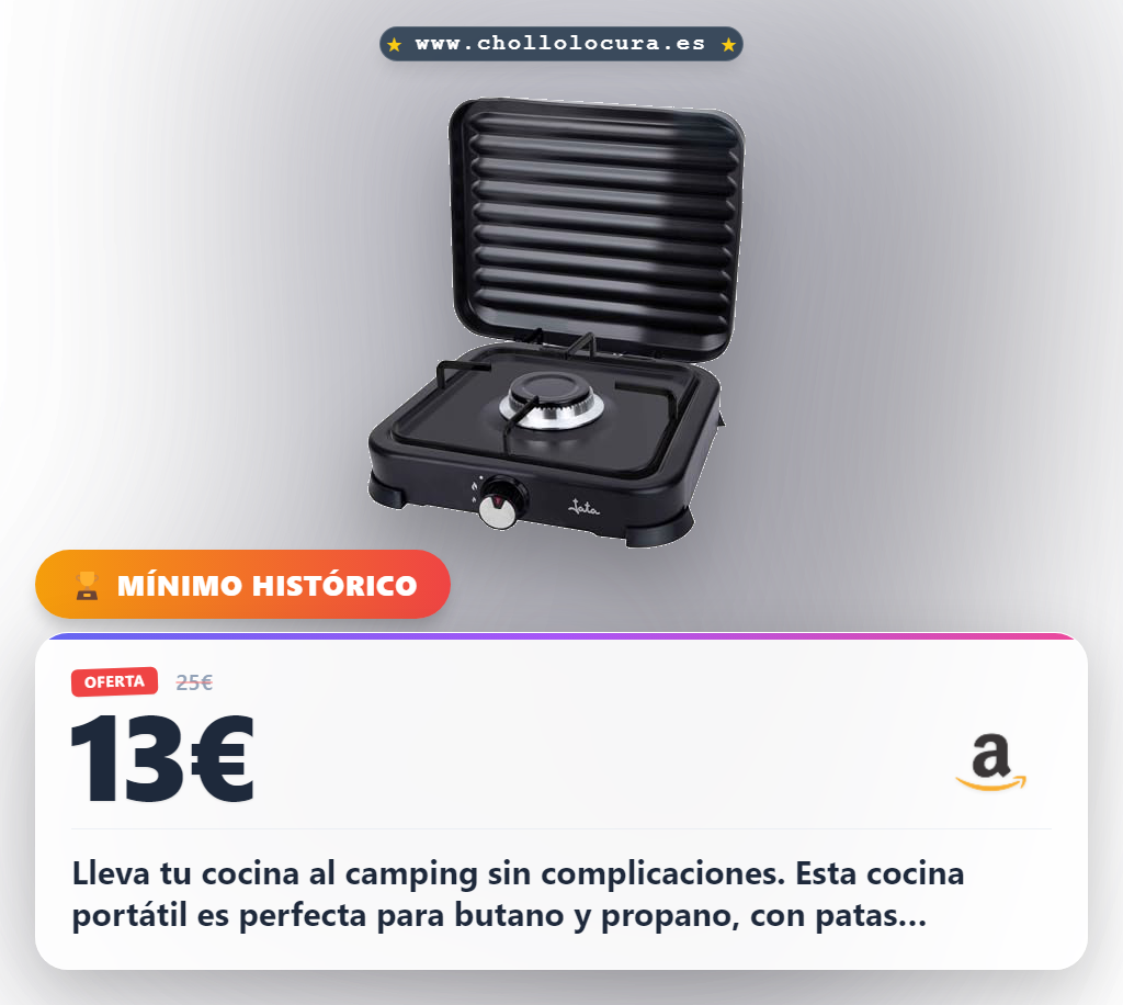 Aprovecha cocina de gas portátil para camping compatible con butano y propano en oferta histórica