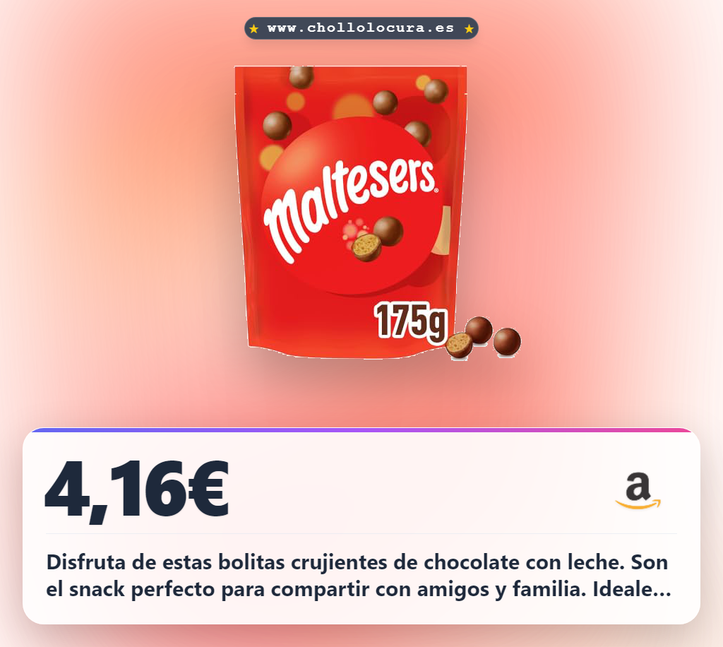 Aprovecha las bolitas Maltesers de chocolate con leche malteada en oferta: el snack perfecto para regalar