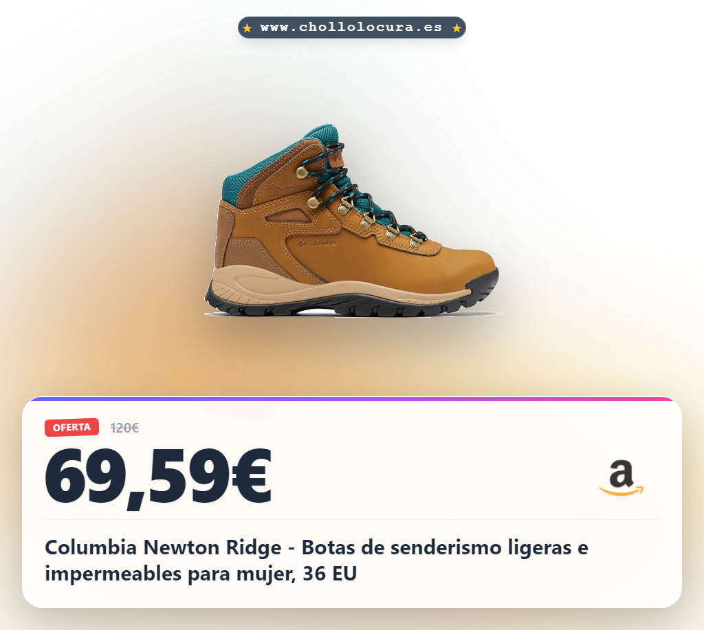 Columbia Newton Ridge - Botas de senderismo ligeras e impermeables para mujer, 36 EU