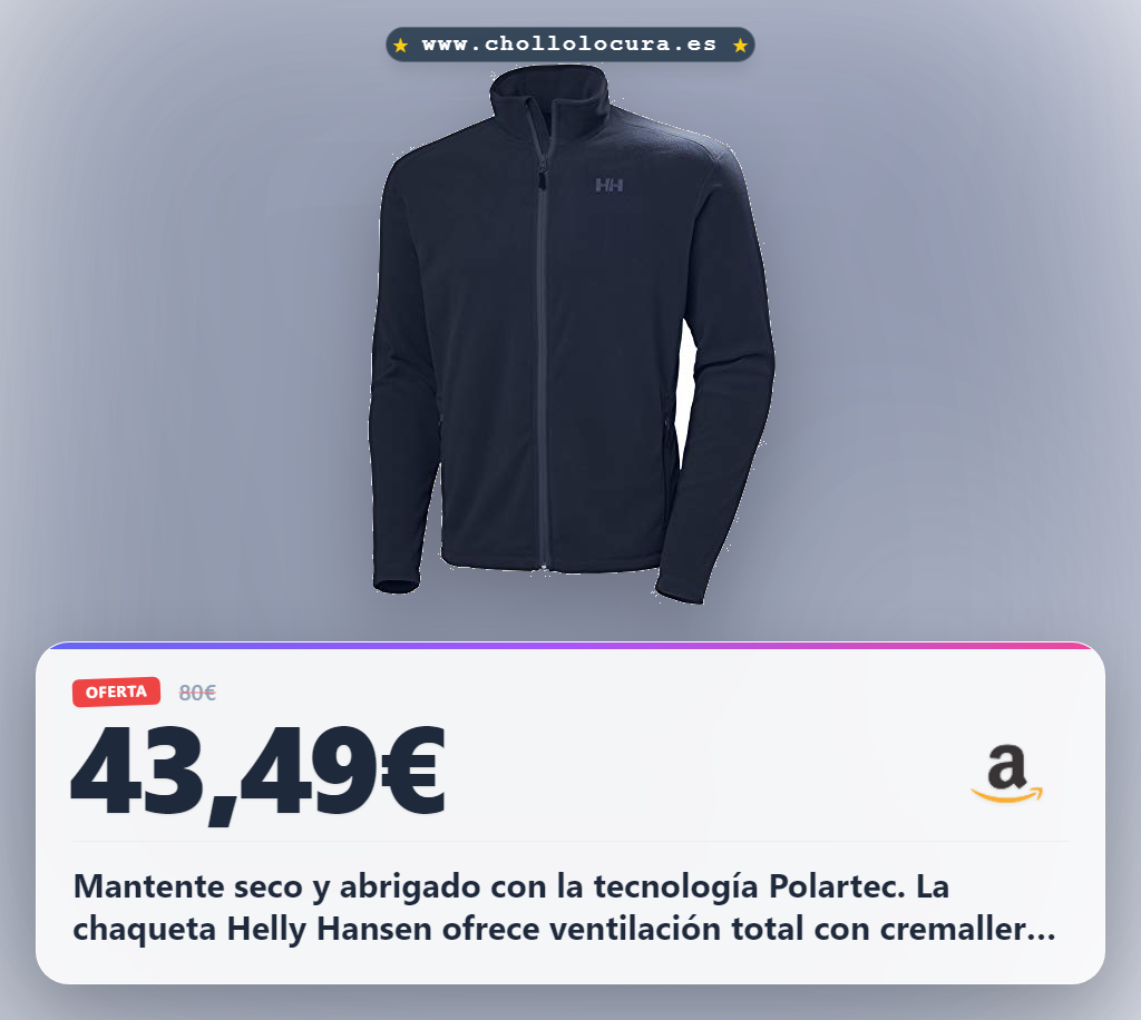 Encuentra la chaqueta polar Helly Hansen Daybreaker Marina 2.0 2XL con cremallera YKK y Polartec a precio de chollo