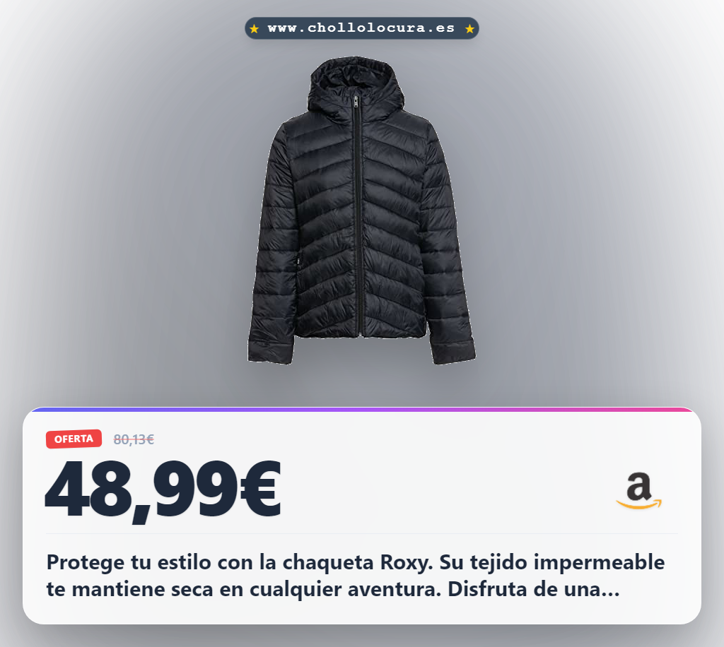 Aprovecha esta chaqueta Roxy para mujer impermeable de poliéster con capucha acolchada en oferta