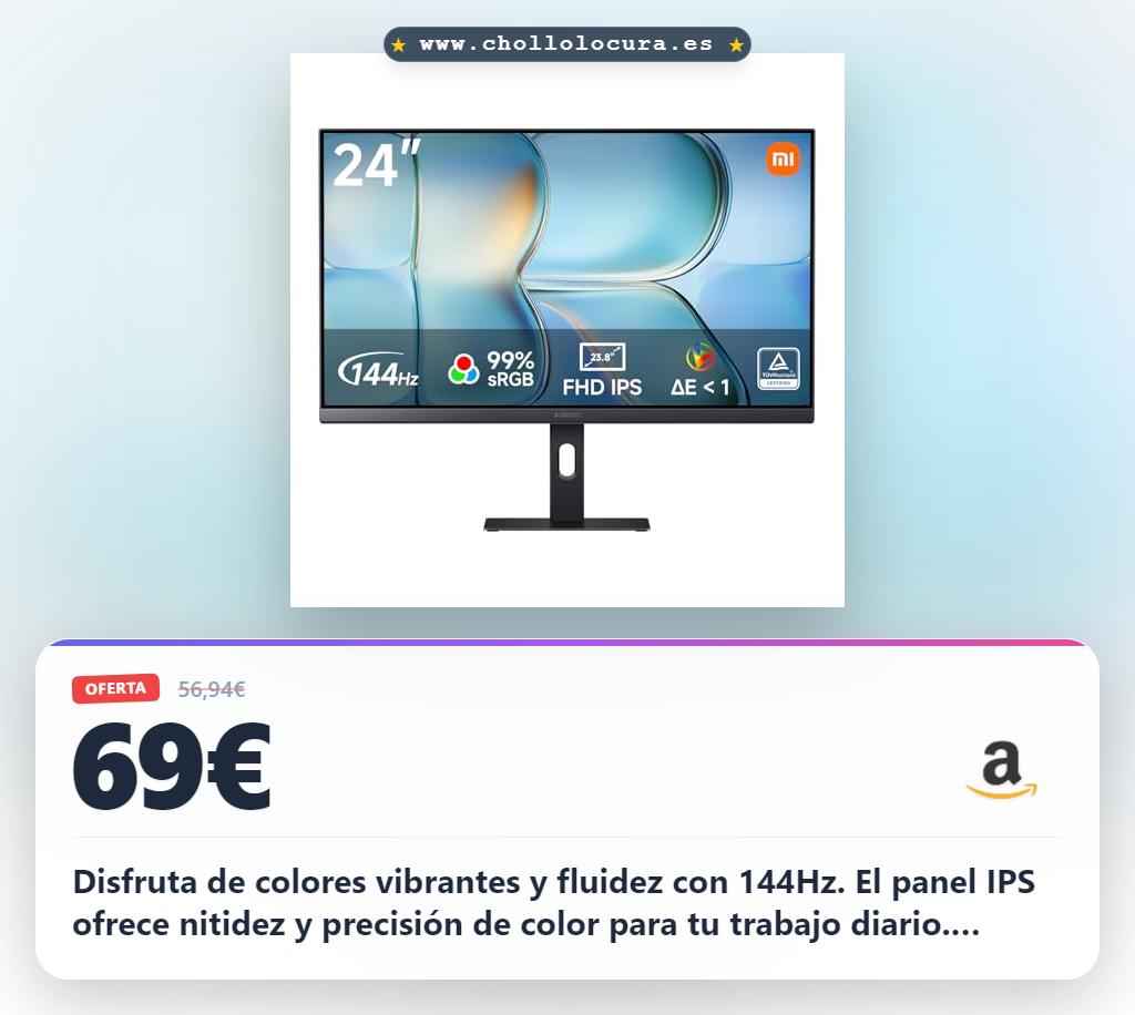 Consigue el monitor Xiaomi A24i 24 pulgadas 144Hz IPS con 99% sRGB y FreeSync al mejor precio
