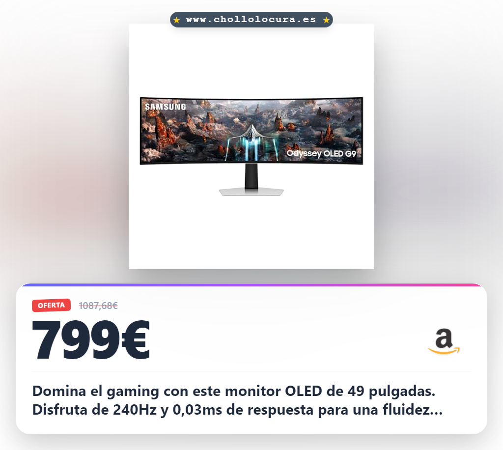 Consigue el monitor gaming OLED G93SC 49 pulgadas con 240Hz y 0,03ms de respuesta en oferta