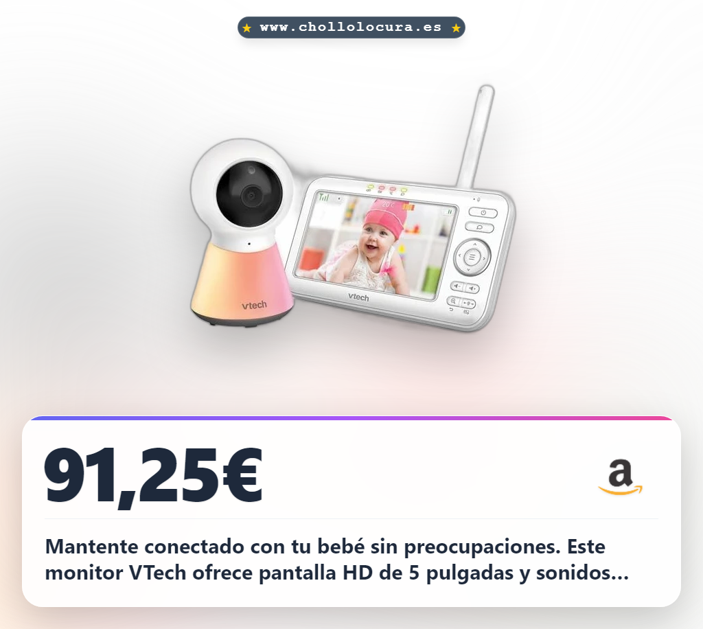 Mantente conectado con tu bebé sin preocupaciones. Este monitor VTech ofrece pantalla HD de 5 pulgadas y sonidos relajantes para que duerma tranquilo. Gracias a su intercomunicador y sensor de temperatura, siempre estarás al tanto de su bienestar.