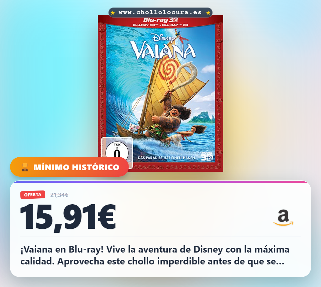 Obtén la película Vaiana en Blu-ray con extras al mejor precio en oferta histórica