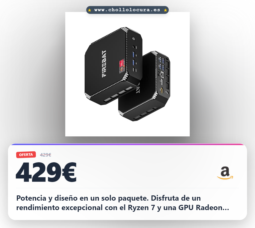 Consigue el Mini PC gaming FIREBAT con Ryzen 7 y 16GB RAM en oferta histórica