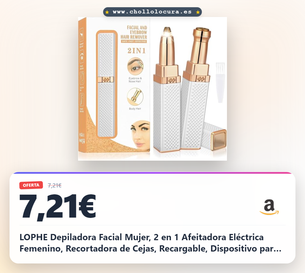 LOPHE Depiladora Facial Mujer, 2 en 1 Afeitadora Eléctrica Femenino, Recortadora de Cejas, Recargable, Dispositivo para Vello de Labios con luz LED, Depilador sin Dolor para Cuerpo (Blanco)
