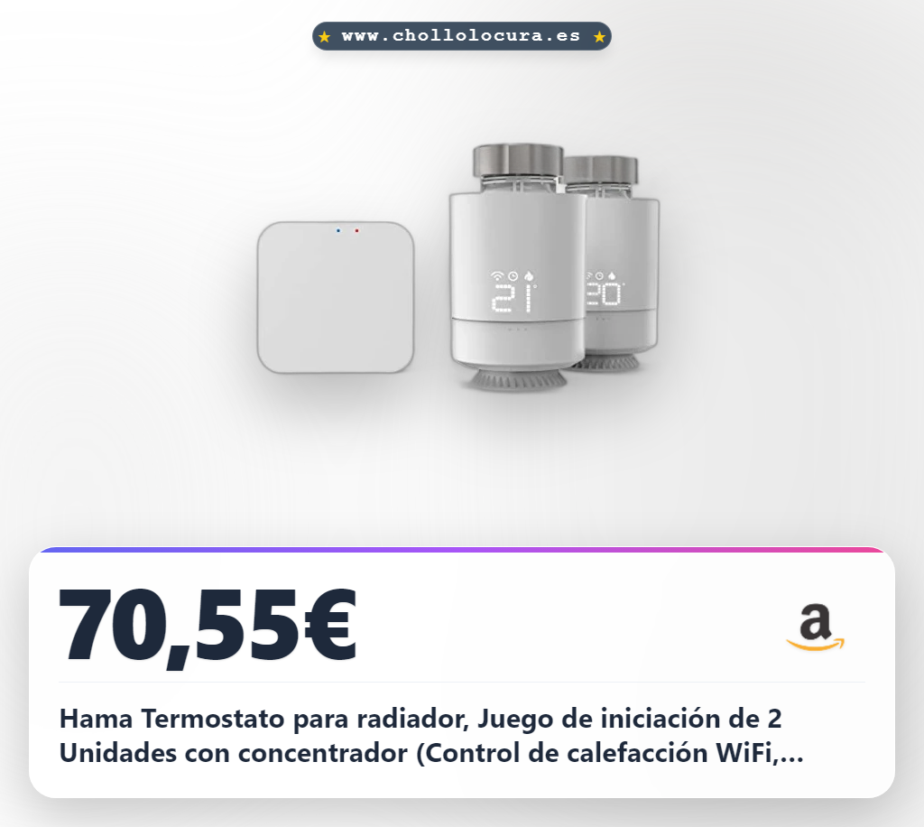 Hama Termostato para radiador, Juego de iniciación de 2 Unidades con concentrador (Control de calefacción WiFi, regulador de calefacción Inteligente para Todas Las válvulas, termostato de calefacción