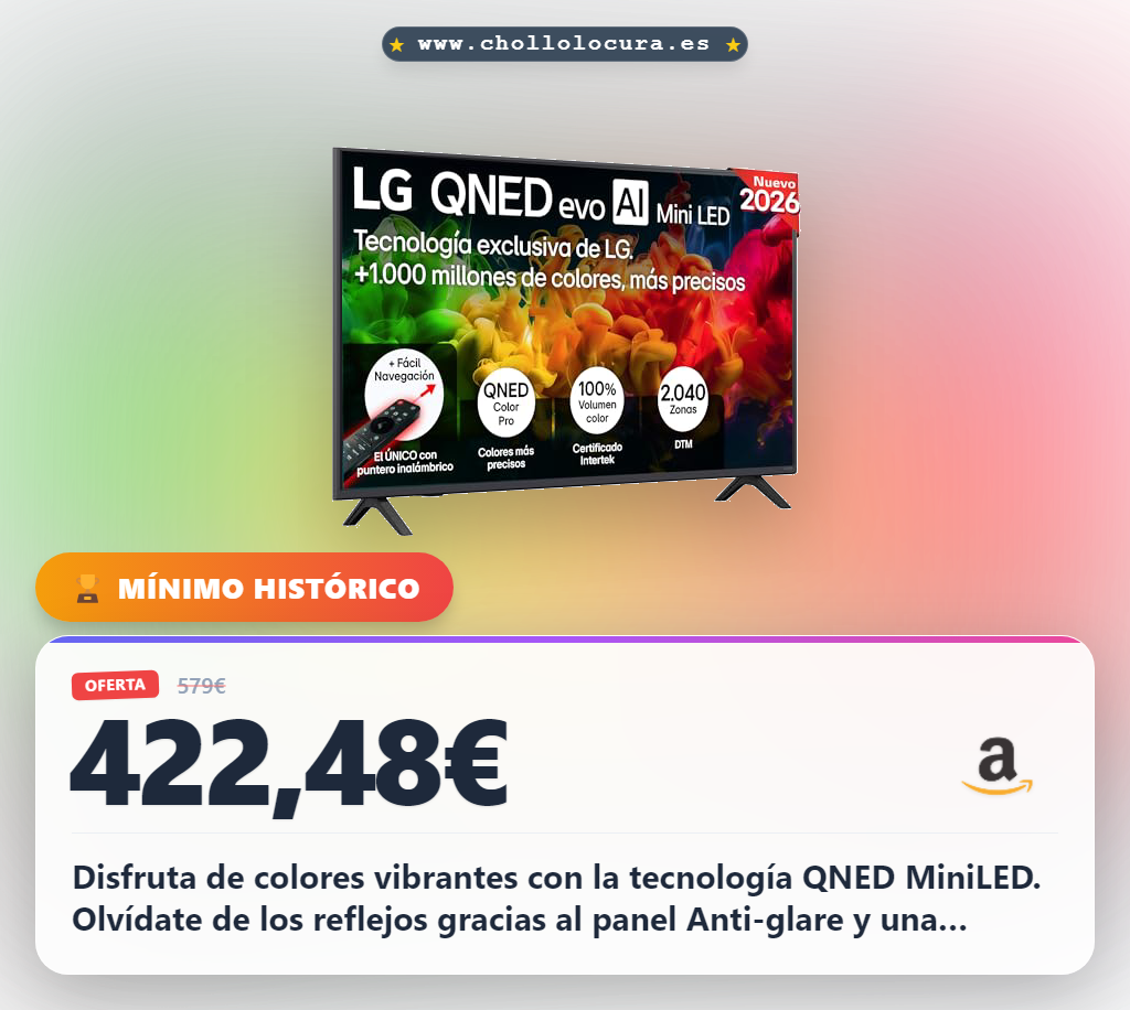 Consigue el televisor LG QNED MiniLED 50 pulgadas 4K con tecnología Anti-reflejos y IA Gen9 al mejor precio