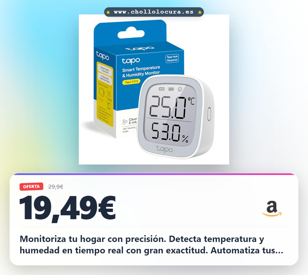 Consigue el monitor Tapo T315 de temperatura y humedad con automatización del hogar al mejor precio