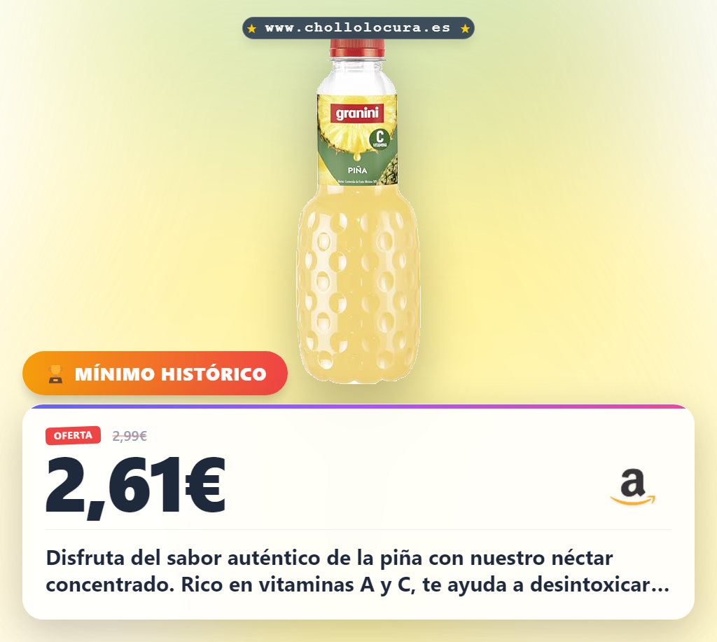 Aprovecha el Néctar de Piña Granini 1L con zumo concentrado y vitaminas A y C en oferta