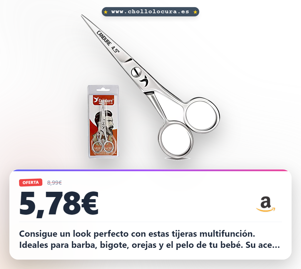 Consigue tijeras profesionales para barba bigote nariz y orejas de bebé. Acero inoxidable y extremadamente afiladas.