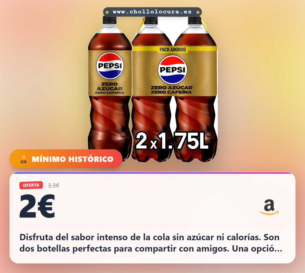Disfruta de Pepsi Zero sin azúcar ni calorías para compartir en oferta al mejor precio