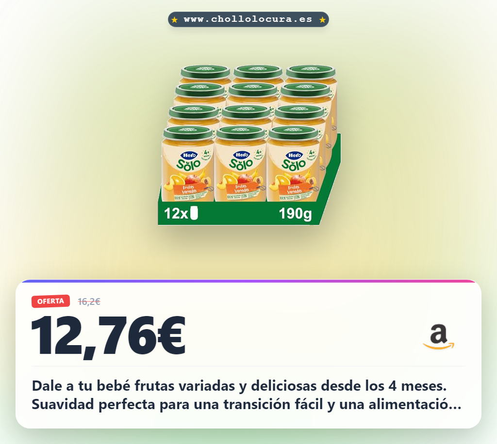 Aprovecha los tarritos de frutas variadas para bebé desde 4 meses con ingredientes naturales en oferta