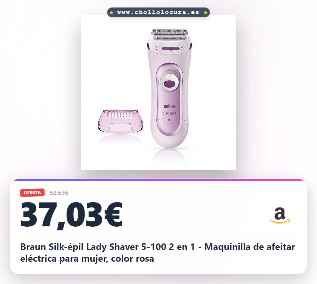 Braun Silk-épil Lady Shaver 5-100 2 en 1 - Maquinilla de afeitar eléctrica para mujer, color rosa