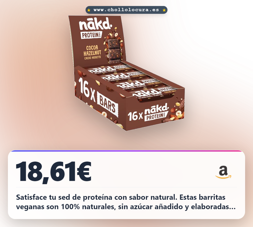 Aprovecha estas 16 barritas proteicas veganas de cacao y avellana sin azúcar añadido al mejor precio