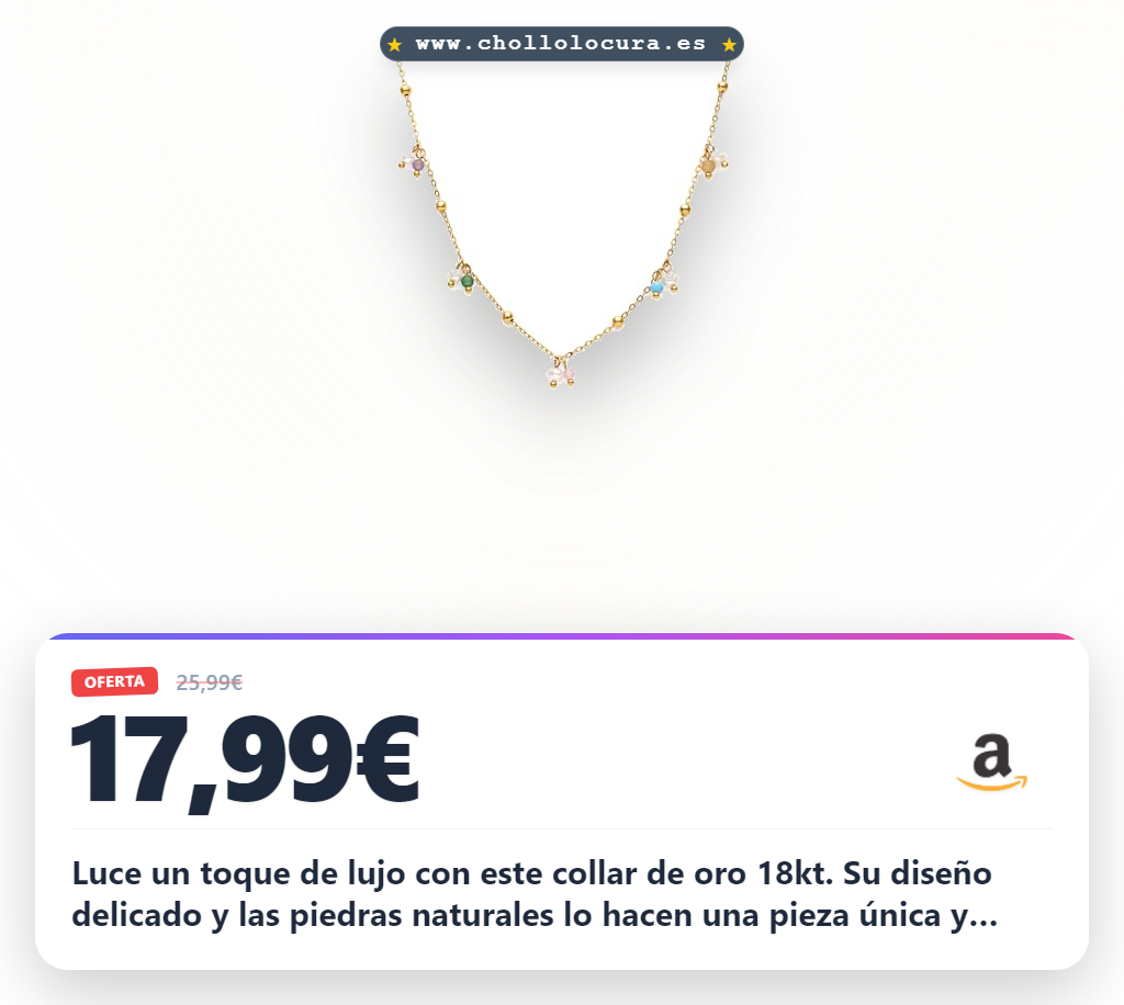 Aprovecha este collar mujer Shamira de acero bañado en oro 18kt con piedras naturales y perlas en oferta