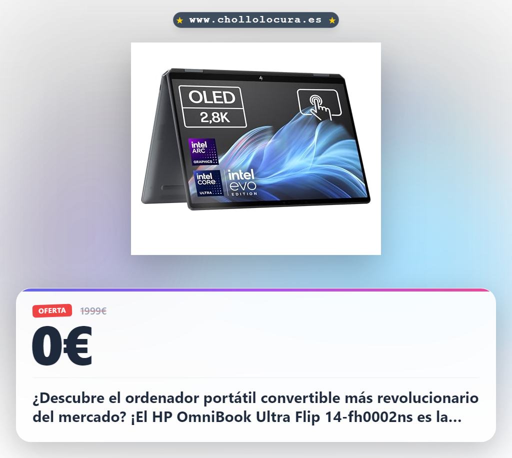 ¿Descubre el ordenador portátil convertible más revolucionario del mercado? HP OmniBook Ultra Flip 14-fh0002ns, con pantalla OLED 2.8K de 14 y procesador Intel Core Ultra 7, ¡es la perfecta combinación de potencia y portabilidad!
