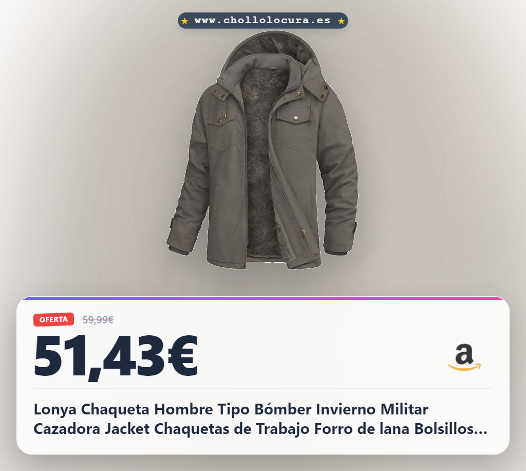 Encuentra la chaqueta hombre tipo bómber de invierno con forro polar y múltiples bolsillos en oferta histórica
