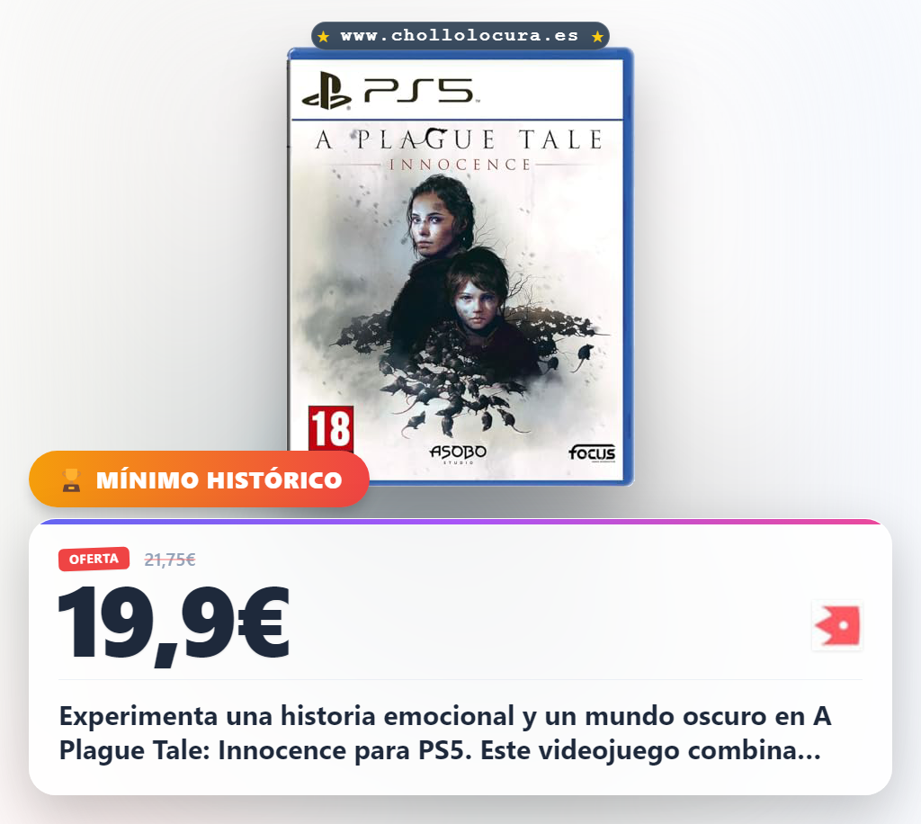 Obtén A Plague Tale: Innocence para PS5: Aventura oscura medieval con plaga y misterio al mejor precio