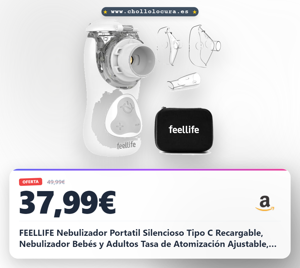 Encuentra Nebulizador Portátil FeeLLIFE Silencioso Recargable para Alivio de Tos y Rinitis Ajustable